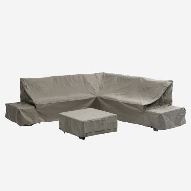 Bramblecrest Vilamoura Square Modular Sofa with Square Coffee Table Set Covers - Khaki